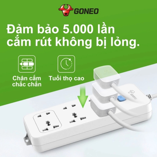 Ổ CẮM ĐIỆN GONEO 6 Ổ ĐA NĂNG 1 CÔNG TẮC N1330 – DÀI 3M/5M – CHÍNH HÃNG – 2500W