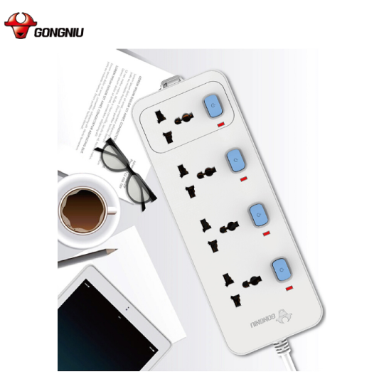 Ổ CẮM ĐIỆN GONEO 4 Ổ ĐA NĂNG 4 CÔNG TẮC - CÔNG SUẤT 10A/250/2500W – TRẮNG – CHÍNH HÃNG – N3040